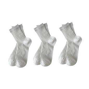Women's 3-Pair Ribbed Crew Socks Soft Stretch Knit Classic Everyday Comfort Sock Set