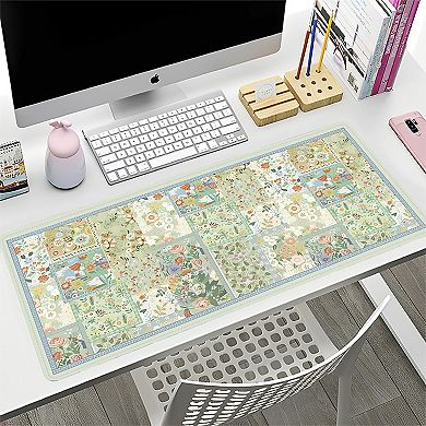 Extended Floral Desk Mouse Pad with Smooth Surface and Anti Slip Rubber Base