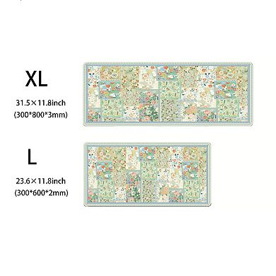 Extended Floral Desk Mouse Pad with Smooth Surface and Anti Slip Rubber Base