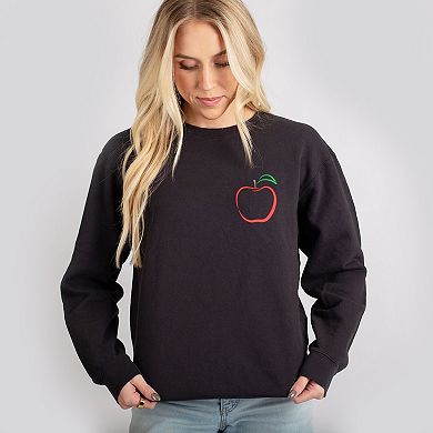 Embroidered Apple - Women's Lightweight Garment Dyed Sweatshirt