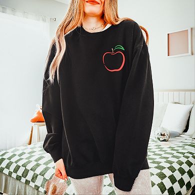 Embroidered Apple - Women's Lightweight Garment Dyed Sweatshirt