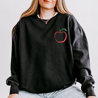 Embroidered Apple - Women's Lightweight Garment Dyed Sweatshirt