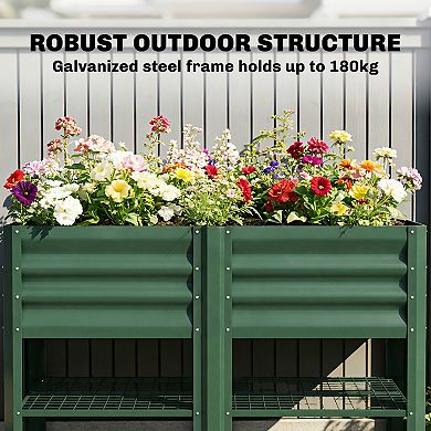 Outsunny Raised Garden Bed with Storage Shelf 31.5" High,