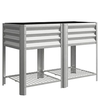 Outsunny Raised Garden Bed with Storage Shelf 31.5" High,