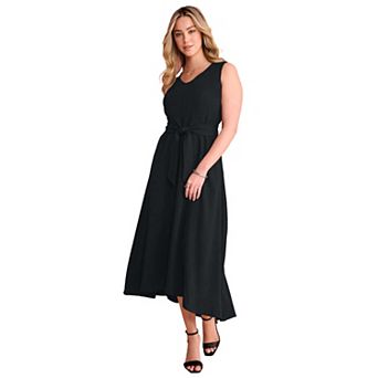 Roaman's Women's Plus Size Bi-Stretch Sleeveless High-Low Maxi Dress