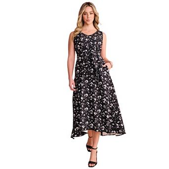 Roaman's Women's Plus Size Bi-Stretch Sleeveless High-Low Maxi Dress