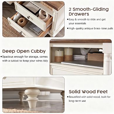 24-Inch Rustic Side Table, SuitableforBedroom/Living Room