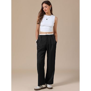 Striped Pants for Women High Waisted Wide Leg Casual Work Long Pants