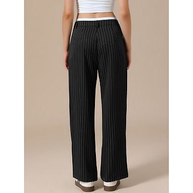 Striped Pants for Women High Waisted Wide Leg Casual Work Long Pants