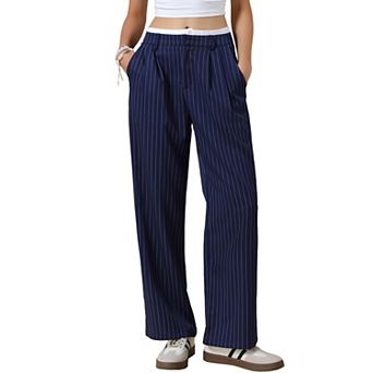 Striped Pants for Women High Waisted Wide Leg Casual Work Long Pants