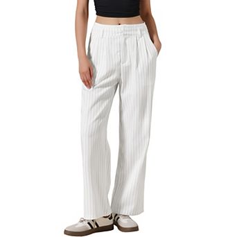 Striped Pants for Women High Waisted Wide Leg Casual Work Long Pants