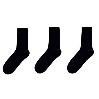 3-Pair Crew Socks Soft Knit Fabric Ribbed Cuff Comfortable Everyday Wear Giftable Basic Sock Set