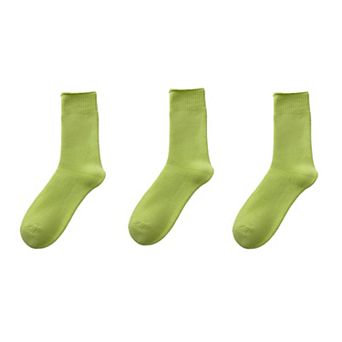 3-Pair Crew Socks Soft Knit Fabric Ribbed Cuff Comfortable Everyday Wear Giftable Basic Sock Set