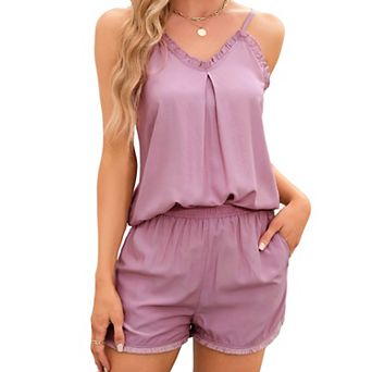 Women's 2 pc Pajama Set Soft Cami Tank Top and Shorts Loungewear Set Casual Sleepwear