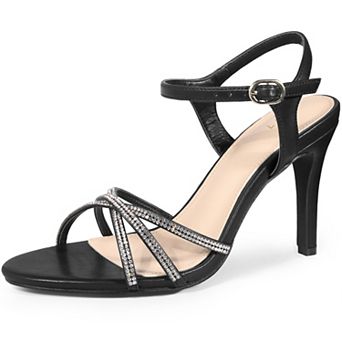 Women's Open Toe Rhinestone Heel Slingback Stiletto Heels Sandals