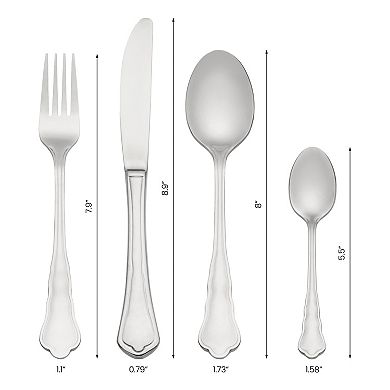 4 Piece Silverware Set, Stainless Steel Flatware with Knife, Spoon and Fork Set, Mirror Polished Set