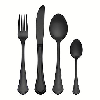 4 pc Silverware Set, Stainless Steel Flatware with Knife, Spoon and Fork Set, Mirror Polished Set