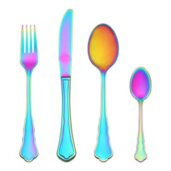 4 pc Silverware Set, Stainless Steel Flatware with Knife, Spoon and Fork Set, Mirror Polished Set