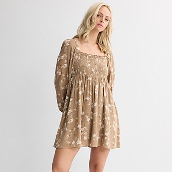 Juniors' Mary & Mo Long Sleeve Rayon Gauze Dress