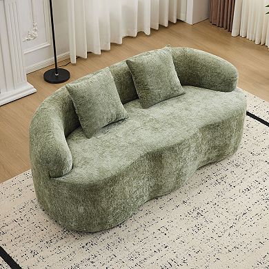 GOODSILO Curved Loveseat Sofa with Round Armrest and Compression Couch