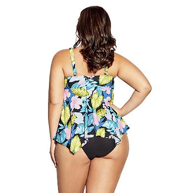 Avenue Women's Plus Size Hanki Print Tankini Top