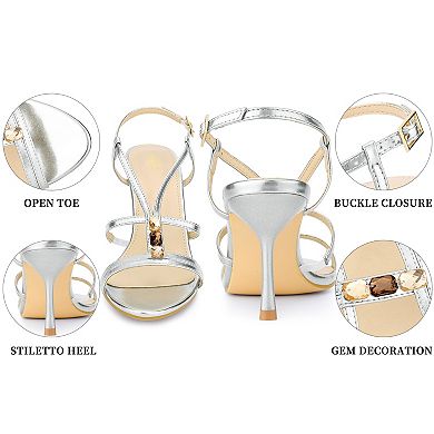 Women's Crystal Slingback Strap Stiletto Heel Sandals