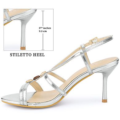 Women's Crystal Slingback Strap Stiletto Heel Sandals