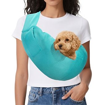 Dog Sling Carrier for Small Dogs and Cats Breathable Mesh with Pocket 1 pc 29.53x25.59 Inch