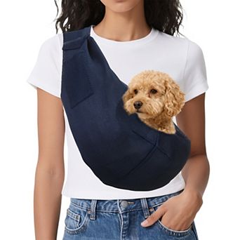 Dog Sling Carrier for Small Dogs and Cats Breathable Mesh with Pocket 1 pc 29.53x25.59 Inch