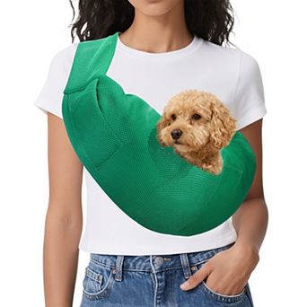 Dog Sling Carrier for Small Dogs and Cats Breathable Mesh with Pocket 1 pc 29.53x25.59 Inch