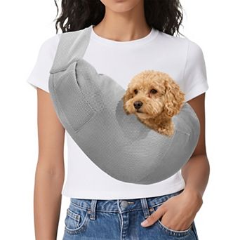Dog Sling Carrier for Small Dogs and Cats Breathable Mesh with Pocket 1 pc 29.53x25.59 Inch