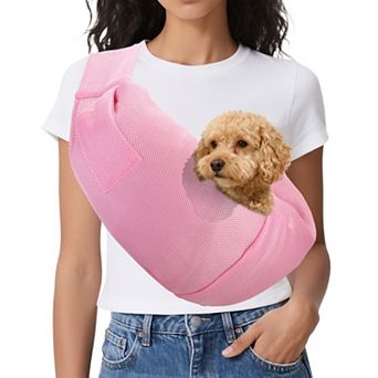 Dog Sling Carrier for Small Dogs and Cats Breathable Mesh with Pocket 1 pc 29.53x25.59 Inch