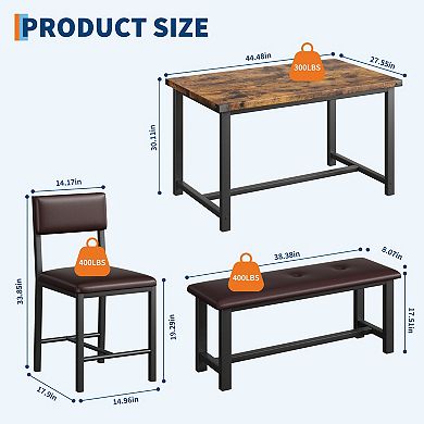 Wooden Dining Table Set for 4