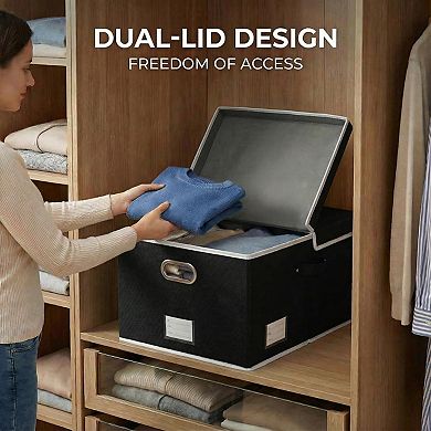 3-Pack Collapsible Polyester Storage Bins with Stainless Steel Handles