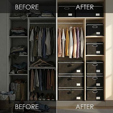 3-Pack Collapsible Polyester Storage Bins with Stainless Steel Handles