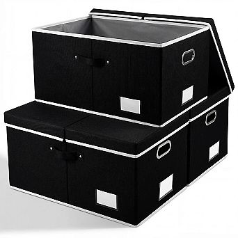 3-Pack Collapsible Polyester Storage Bins with Stainless Steel Handles