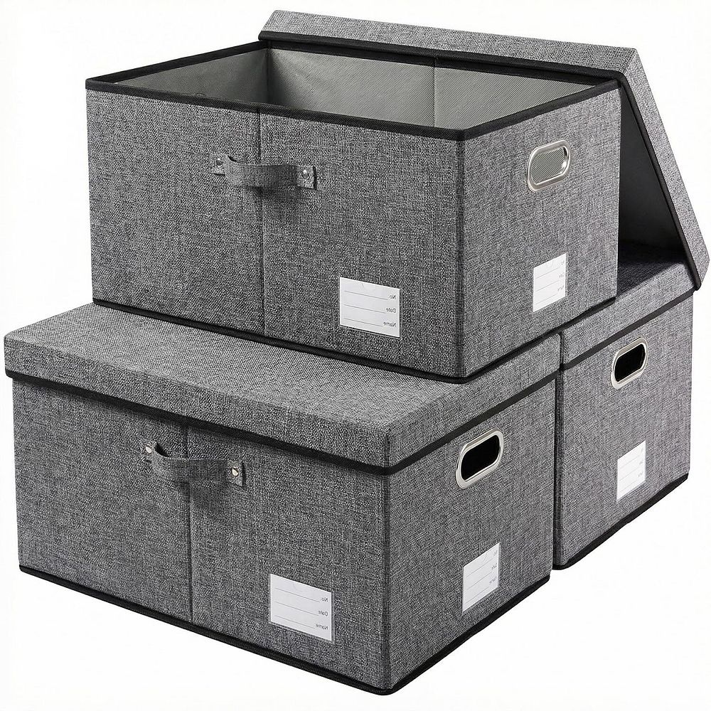 3-Pack Collapsible Polyester Storage Bins with Stainless Steel Handles