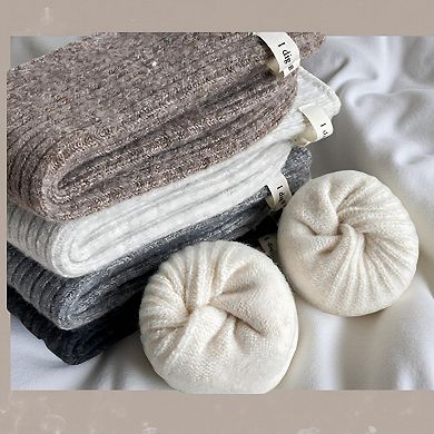 Women's 3-Pair Ribbed Crew Socks Set Soft Stretch Knit Fabric Minimal Everyday Comfort Socks