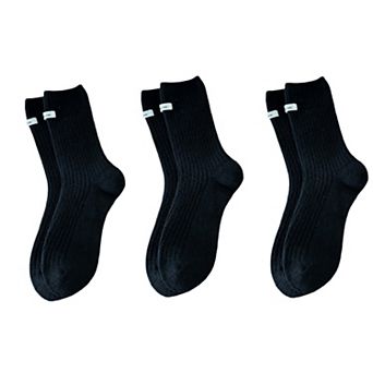 Women's 3-Pair Ribbed Crew Socks Set Soft Stretch Knit Fabric Minimal Everyday Comfort Socks