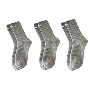 Women's 3-Pair Ribbed Crew Socks Set Soft Stretch Knit Fabric Minimal Everyday Comfort Socks