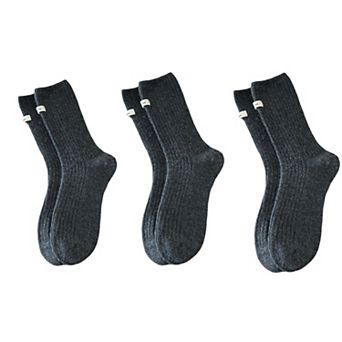 Women's 3-Pair Ribbed Crew Socks Set Soft Stretch Knit Fabric Minimal Everyday Comfort Socks