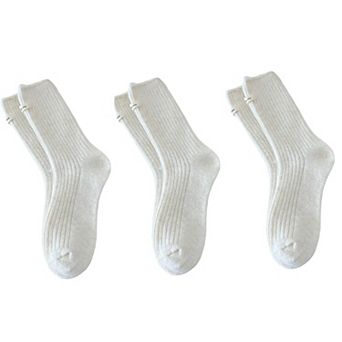Women's 3-Pair Ribbed Crew Socks Set Soft Stretch Knit Fabric Minimal Everyday Comfort Socks