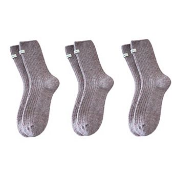 Women's 3-Pair Ribbed Crew Socks Set Soft Stretch Knit Fabric Minimal Everyday Comfort Socks