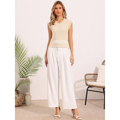 Sweater Vest for Women Sleeveless Crew Neck Casual Knitted Pullover Sweater Top