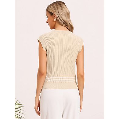 Sweater Vest for Women Sleeveless Crew Neck Casual Knitted Pullover Sweater Top