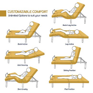 Nestl Adjustable Massaging Bed Frame Base with Wireless Remote
