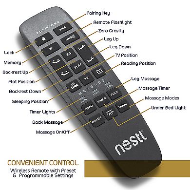 Nestl Adjustable Massaging Bed Frame Base with Wireless Remote