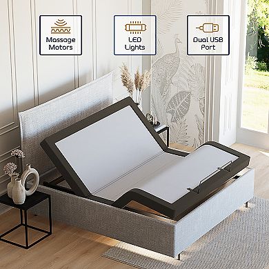 Nestl Adjustable Massaging Bed Frame Base with Wireless Remote