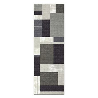 Contemporary Area Rug Non Slip Stain Resistant Vacuum Clean Ultra Thin Carpet for Hallway Entrance