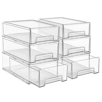 Sorbus 6 Pack Medium Clear Stackable Refrigerator Drawers with Handle - for Kitchen, Freezer & More